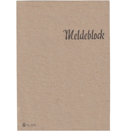 Meldeblock, report notebook - replica