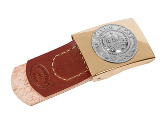 Bayern M95 brass belt buckle with brown leather tab