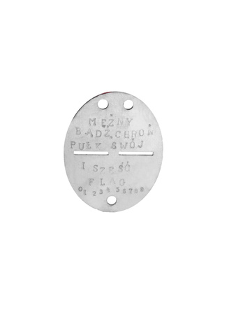 Polish aluminium ID tag - with stamping - repro