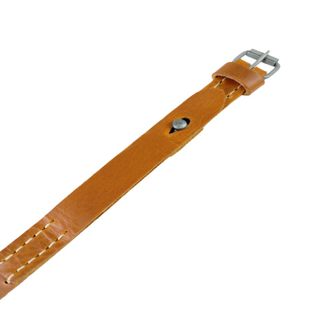 Tent quarter/Equipment strap with button, brown, full-grain leather on top - repro