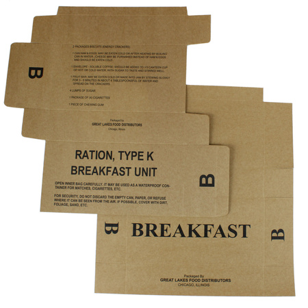 US food ration pack Type K, Set B (Breakfast) - Replica