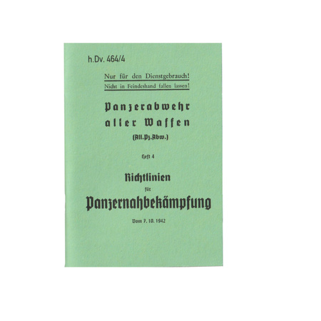Richtlinien für Panzerhabekampfung manual - repro
