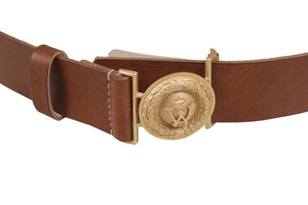 Prussian officer belt with buckle - brown - repro