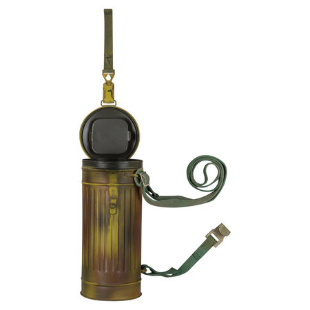 WH/SS gas mask canister - Normandie camo, medium aged-  repro 