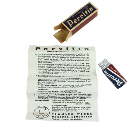 Pervitin tube, civil package - replica