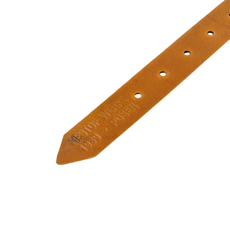Tent quarter/Equipment strap with button, brown, full-grain leather on top - repro