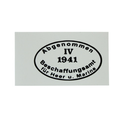 Kalkomania - datowany stempel odbioru hełmu - nowa