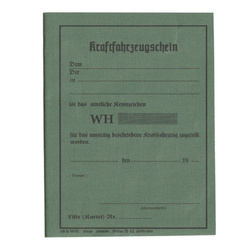 Kraftfahrabzeugschein WH - dowód rejestracyjny - replika