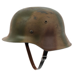 Hełm WH/SS Stahlhelm M42 w kamuflażu Normandia, mocno postarzony