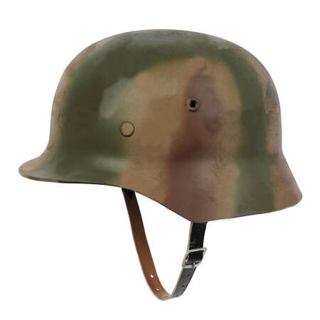 Hełm Stahlhelm M40 w kamuflażu Normandia z kalkomanią SS, lekko postarzony