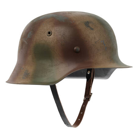 Hełm WH/SS Stahlhelm M42 w kamuflażu Normandia, mocno postarzony