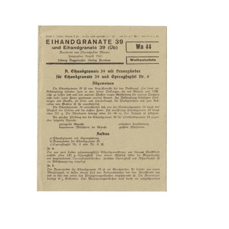 Waffentafeln Die Eihandgranate 39 - tablica broni, replika